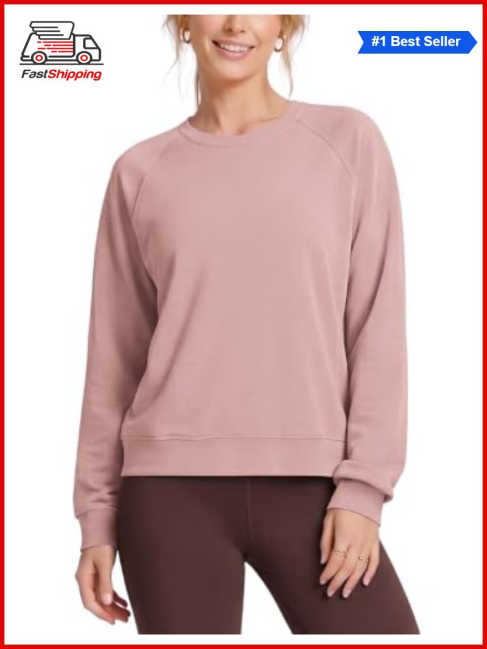 ✨ ODODOS Modal Soft Raglan Long Sleeve Oversized Crew Neck Sweatshirt Women